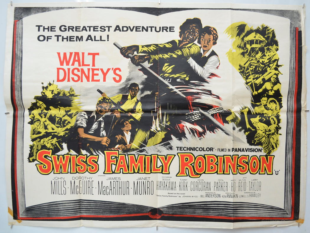 Swiss Family Robinson (Three Colour Version)  Original Quad Poster - Film Poster - Movie Poster