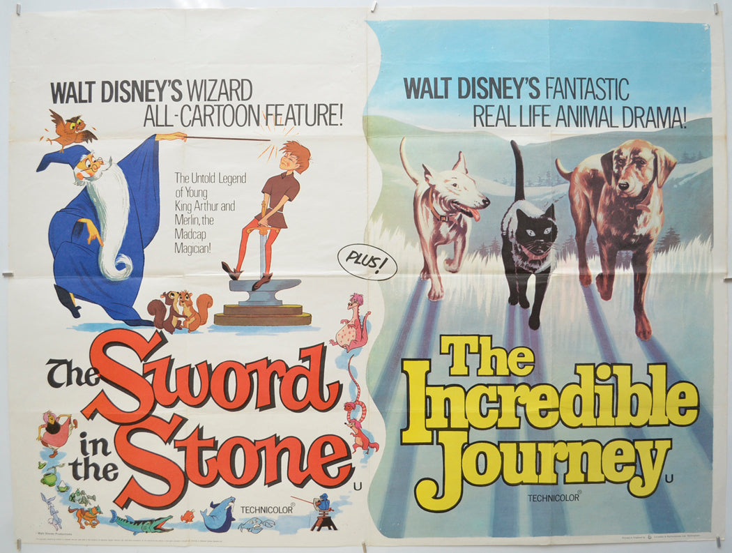 Sword In The Stone / The Incredible Journey Original Quad Poster - Film Poster - Movie Poster