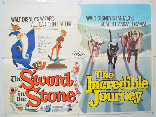 Sword In The Stone / The Incredible Journey Original Quad Poster - Film Poster - Movie Poster