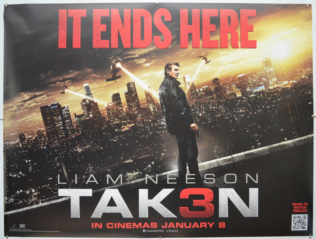 Taken 3 (Teaser / Advance Version 2) Original Quad Poster - Film Poster - Movie Poster