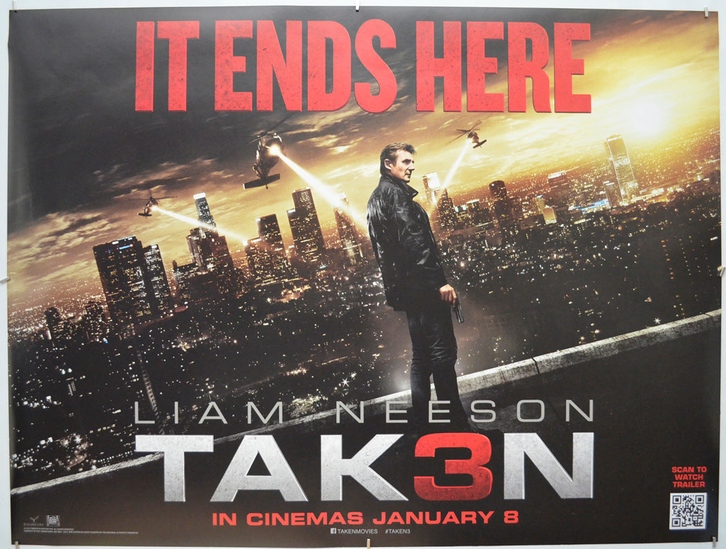 Taken 3 (Teaser / Advance Version 2) Original Quad Poster - Film Poster - Movie Poster