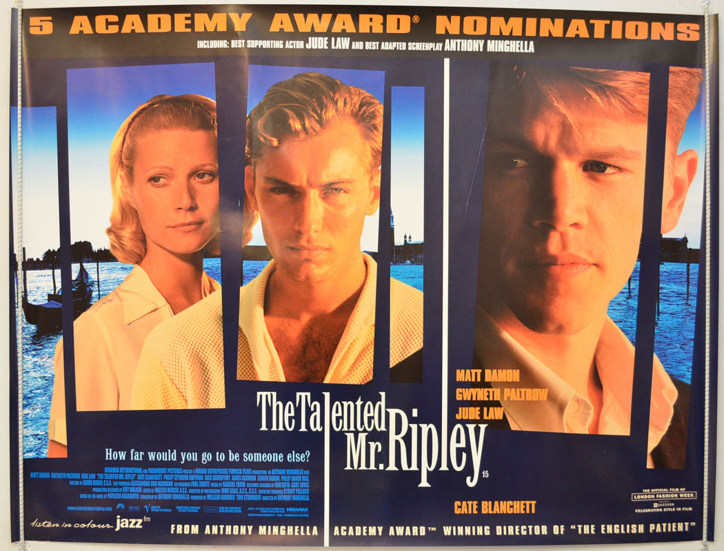 The Talented Mr Ripley  Original Quad Poster - Film Poster - Movie Poster