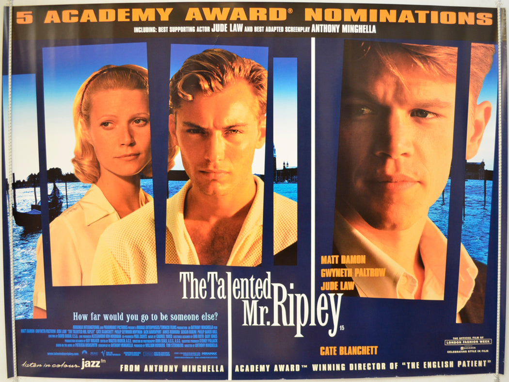 The Talented Mr Ripley  Original Quad Poster - Film Poster - Movie Poster