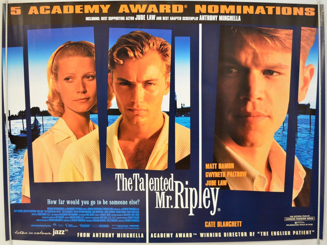 The Talented Mr Ripley  Original Quad Poster - Film Poster - Movie Poster