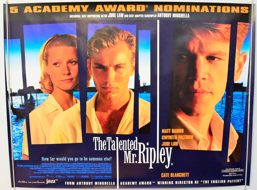 The Talented Mr Ripley  Original British Quad Poster - Film Poster - Movie Poster