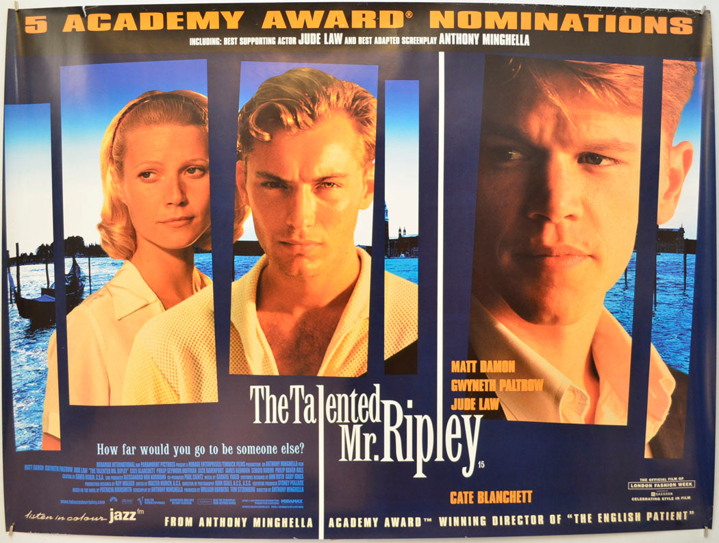 The Talented Mr Ripley Original Quad Poster - Film Poster - Movie Poster