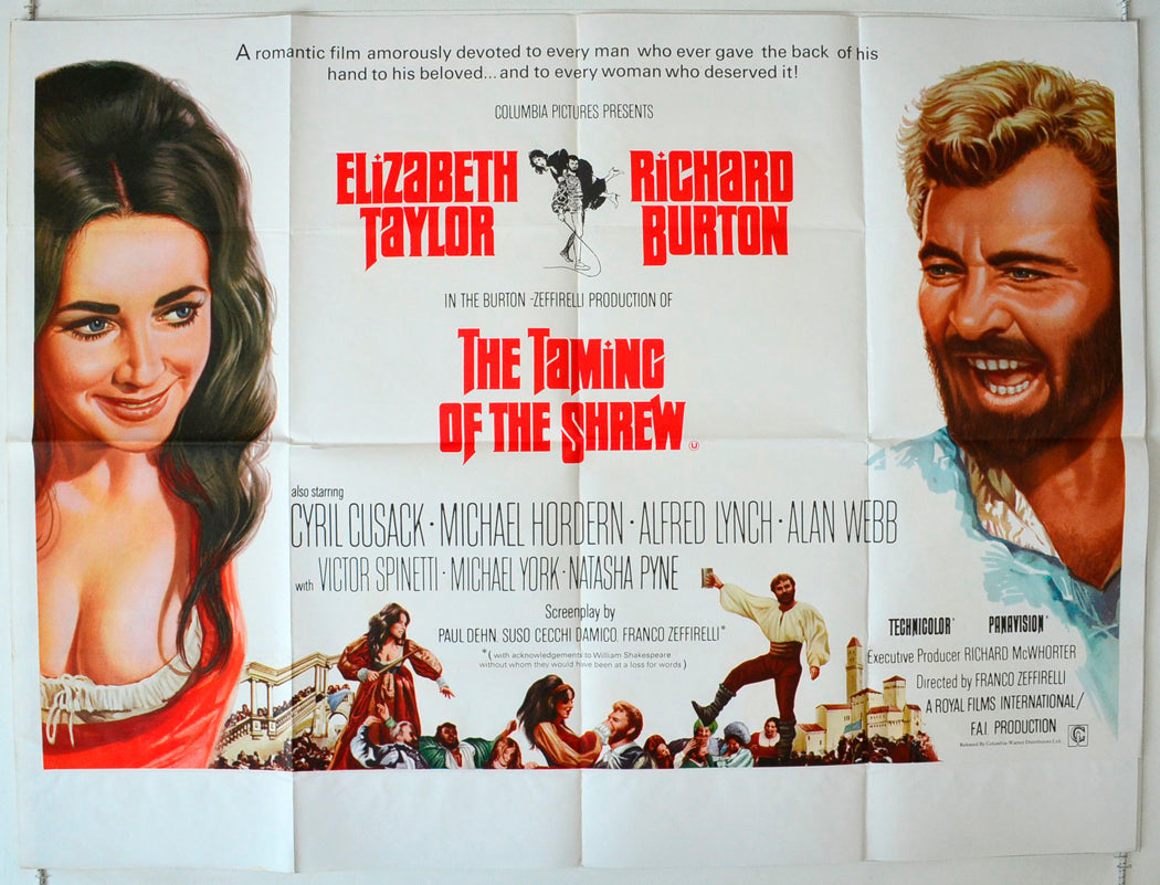 The Taming Of The Shrew  (Red Text Version)   Original British Quad Poster - Movie Poster