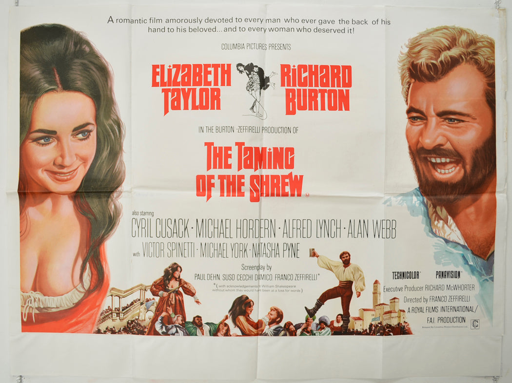 The Taming Of The Shrew  (Red Text Version)  Original Quad Poster - Film Poster - Movie Poster 