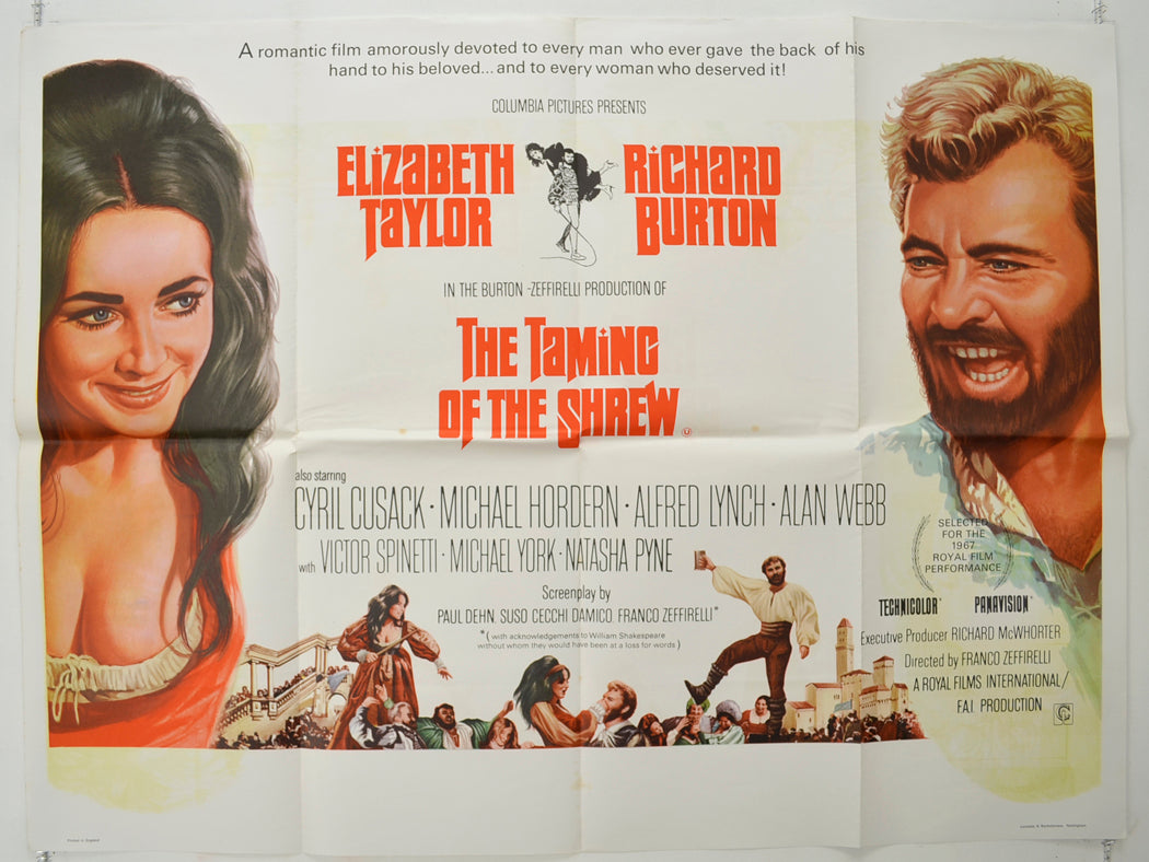 The Taming Of The Shrew  (Red Text Version)  Original Quad Poster - Film Poster - Movie Poster 