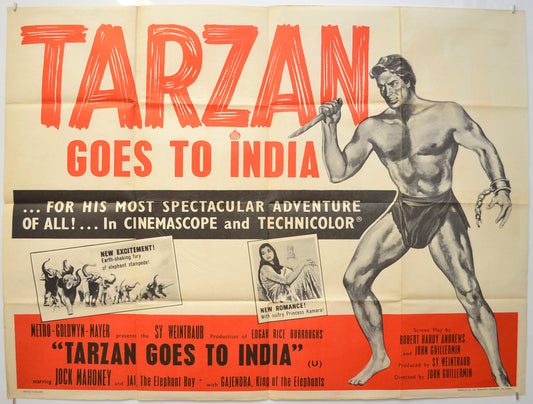 Tarzan Goes To India Original Quad Poster - Film Poster - Movie Poster  