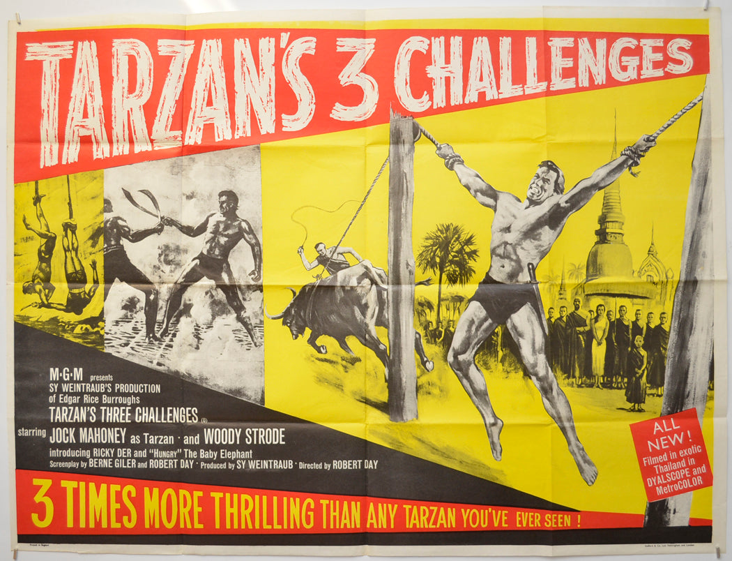 Tarzan's Three Challenges Original Quad Poster - Film Poster - Movie Poster  