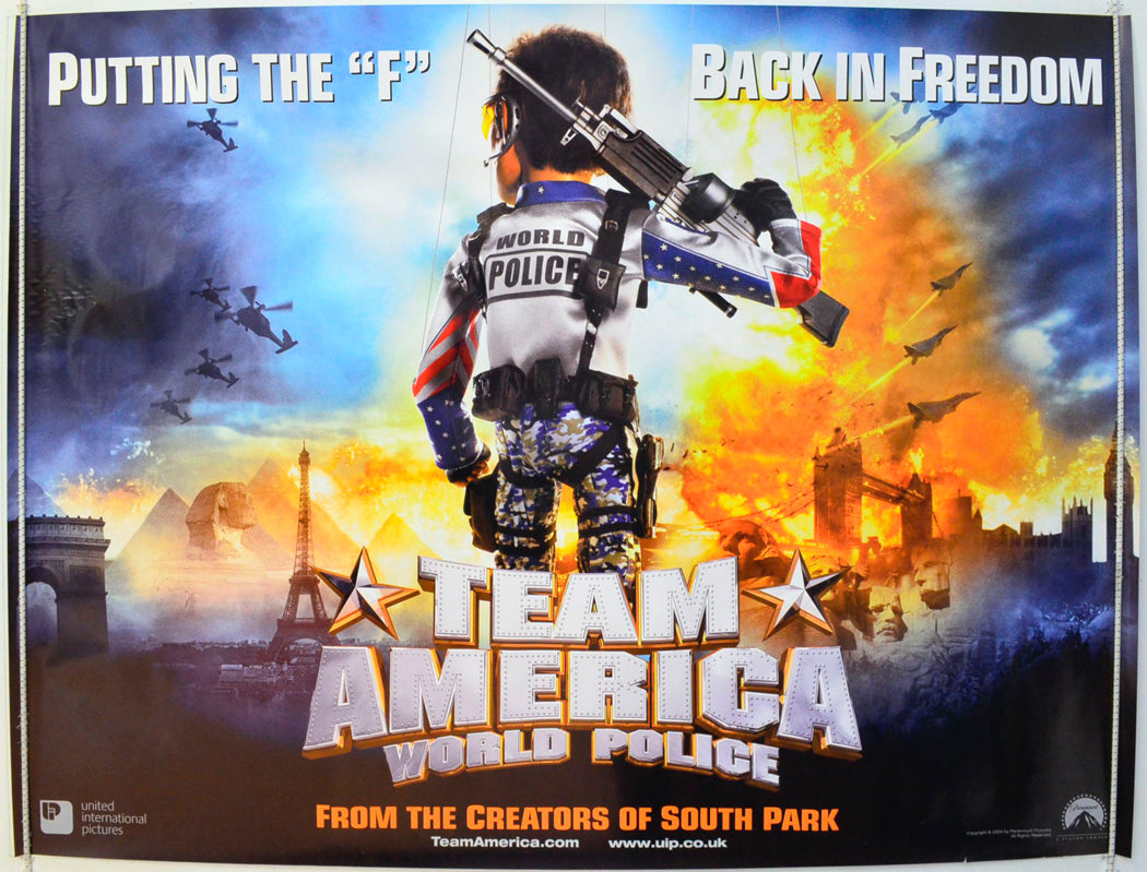 Team America : World Police  (Teaser / Advance Version)   Original British Quad Poster - Film Poster - Movie Poster 