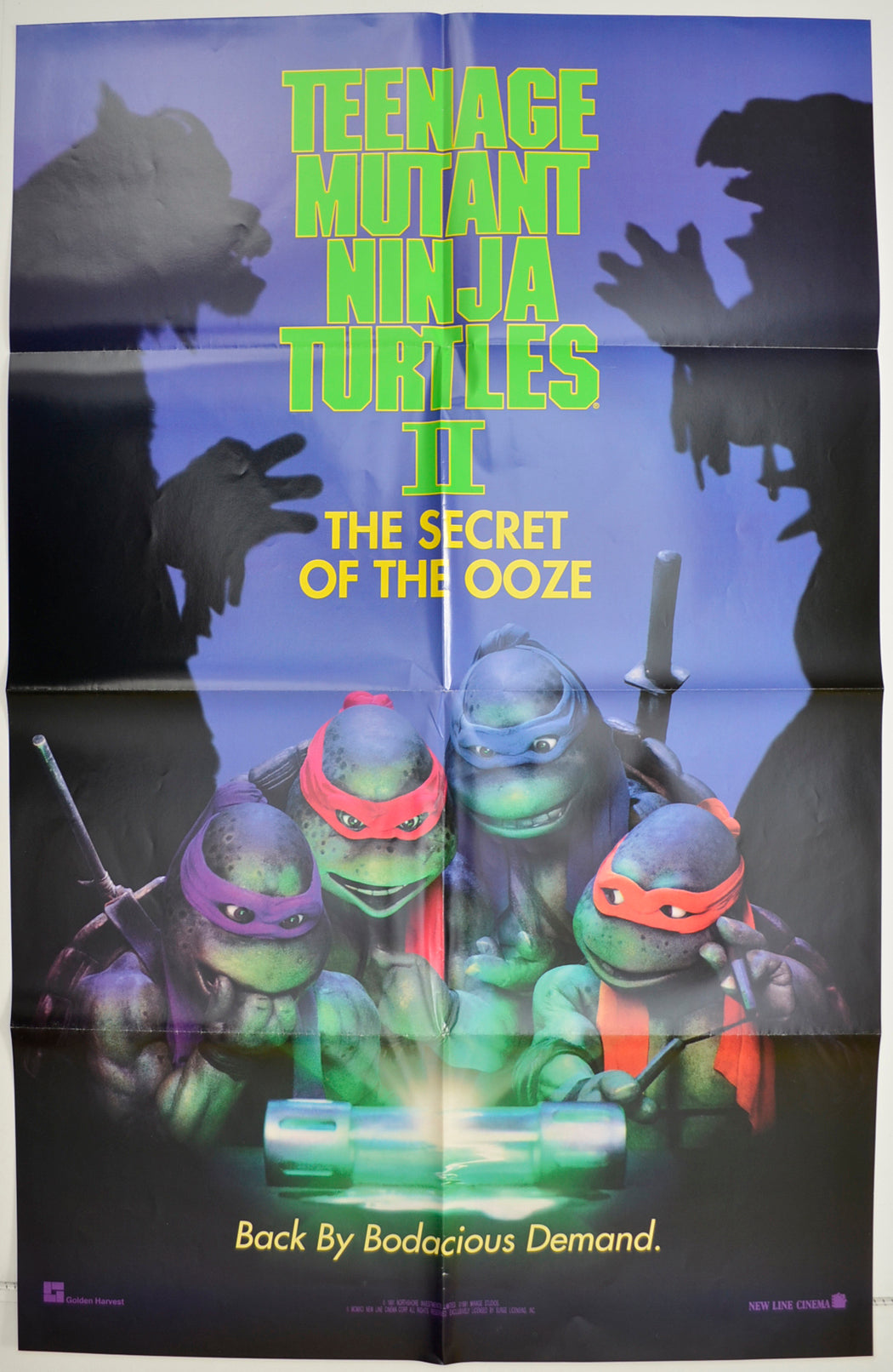 Teenage Mutant Ninja Turtles II : The Secret Of The Ooze  Original One Sheet Poster - Film Poster - Movie Poster 