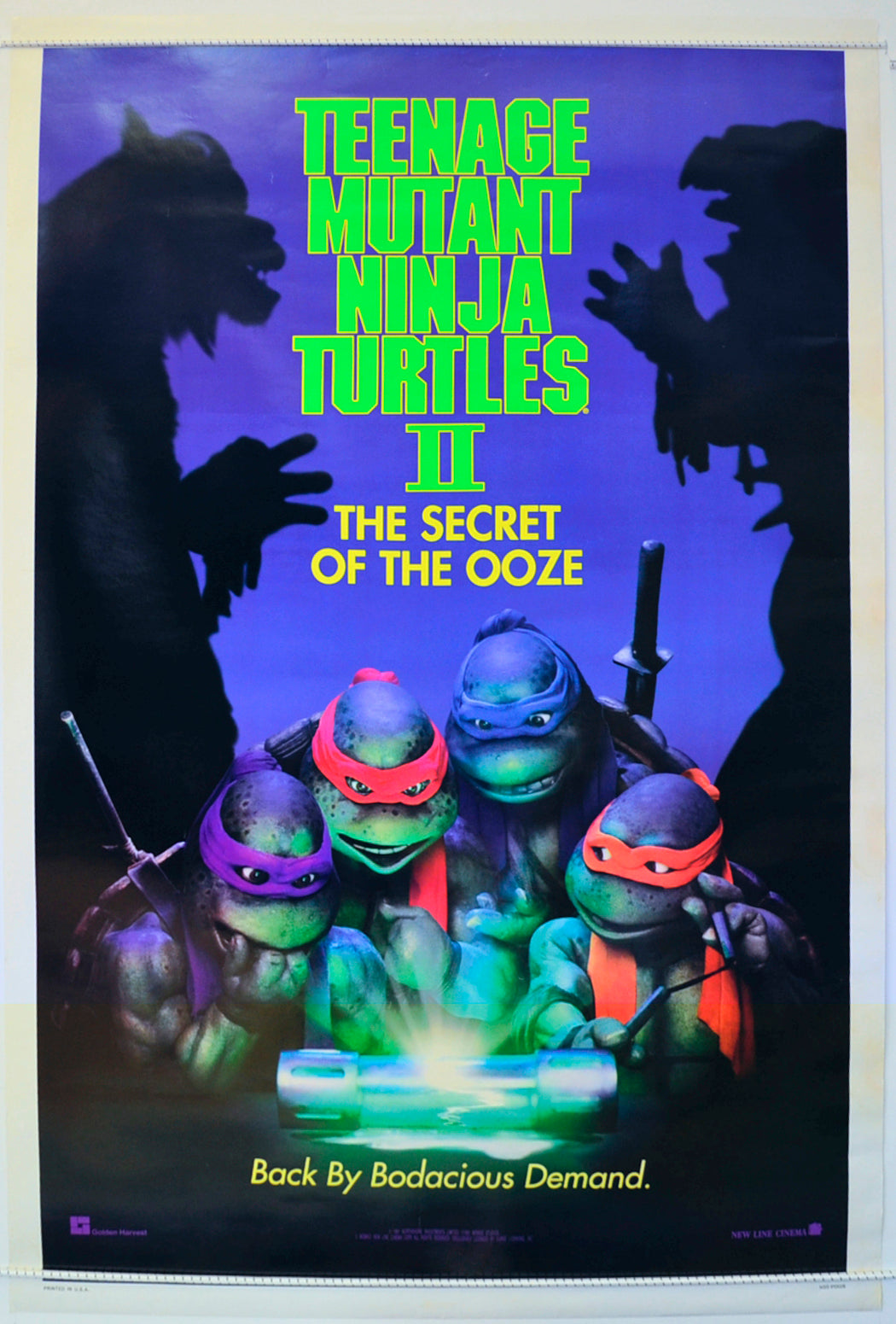 Teenage Mutant Ninja Turtles II - The Secret Of The Ooze  Original One Sheet Poster - Film Poster - Movie Poster 