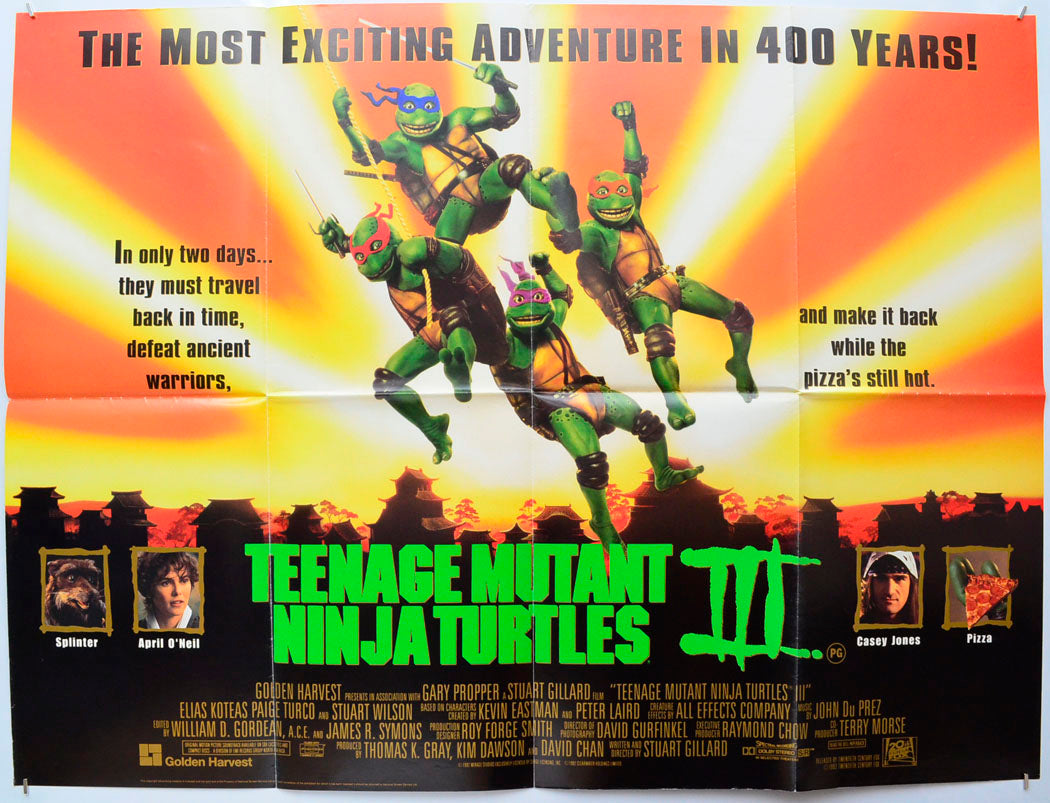 Teenage Mutant Ninja Turtles III Original Quad Poster - Film Poster - Movie Poster