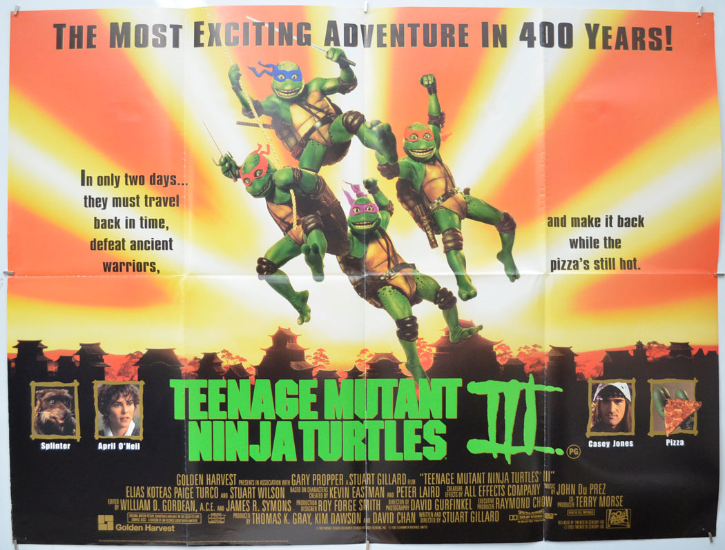 Teenage Mutant Ninja Turtles III - Original Quad Poster - Film Poster - Movie Poster