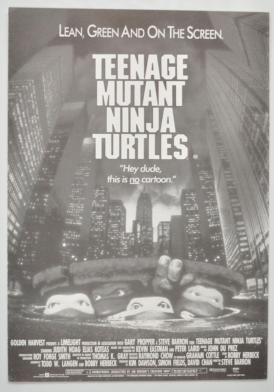 Teenage Mutant Ninja Turtles Original 6 Page Cinema Exhibitors Campaign Pressbook (UK)