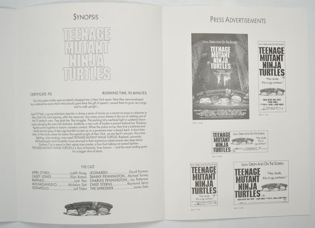 TEENAGE MUTANT NINJA TURTLES Cinema Exhibitors Campaign Pressbook - INSIDE 