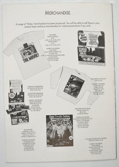 TEENAGE MUTANT NINJA TURTLES Cinema Exhibitors Campaign Pressbook - BACK 