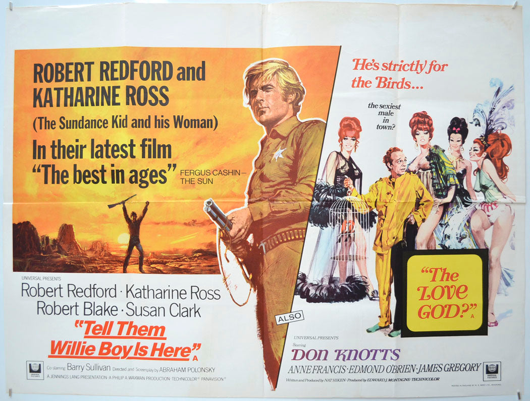 Tell Them Willie Boy Is Here / The Love God (Double Bill) Original Quad Poster - Film Poster - Movie Poster