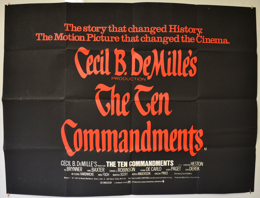 “The Ten Commandments” (1966 PLAIN TEXT re-release Poster) Original Qu ...