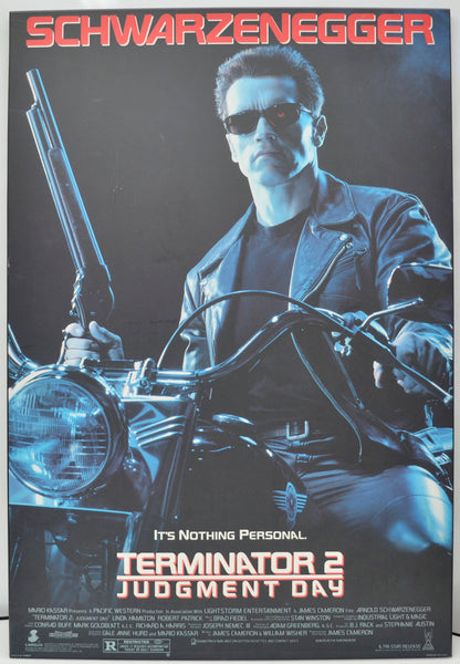 Terminator 2 : Judgement Day  Appears to be printed on wood framed board. Possibly a Retail Poster from the early 2000’s from the USA Blockbuster Video Chain?  Board printed Poster - Film Poster - Movie Poster