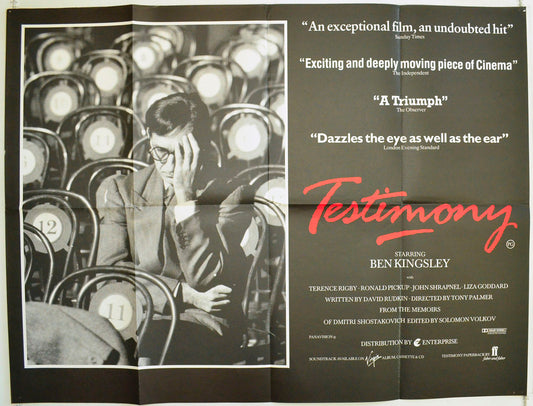 Testimony  (From the memoirs of Dmitri Shostakovich)   Original British Quad Poster - Film Poster - Movie Poster 