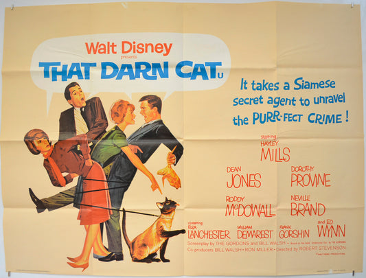 That Darn Cat  (1970’s re-release poster)   Original Quad Poster - Film Poster - Movie Poster