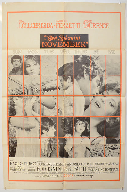 That Splendid November (a.k.a. Un bellissimo novembre)  Original One Sheet Poster - Film Poster - Movie Poster