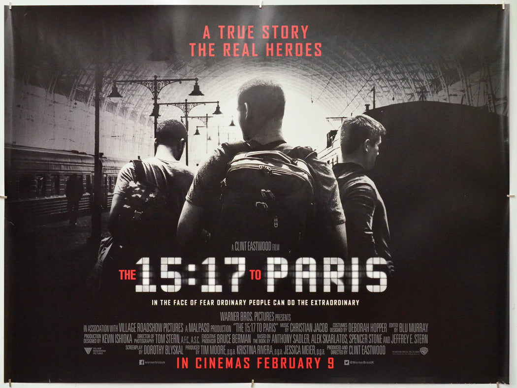 The 15:17 To Paris - Original Quad Poster - Film Poster - Movie Poster