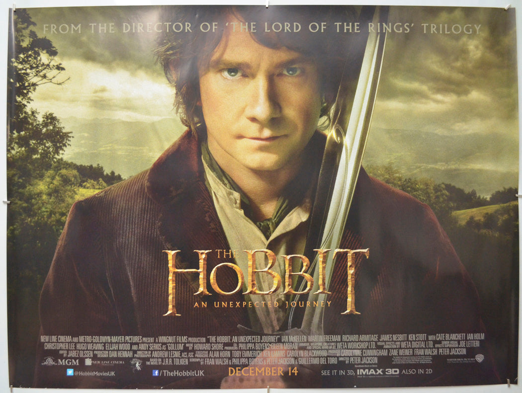 The Hobbit : An Unexpected Journey - Original Quad Poster - Film Poster - Movie Poster