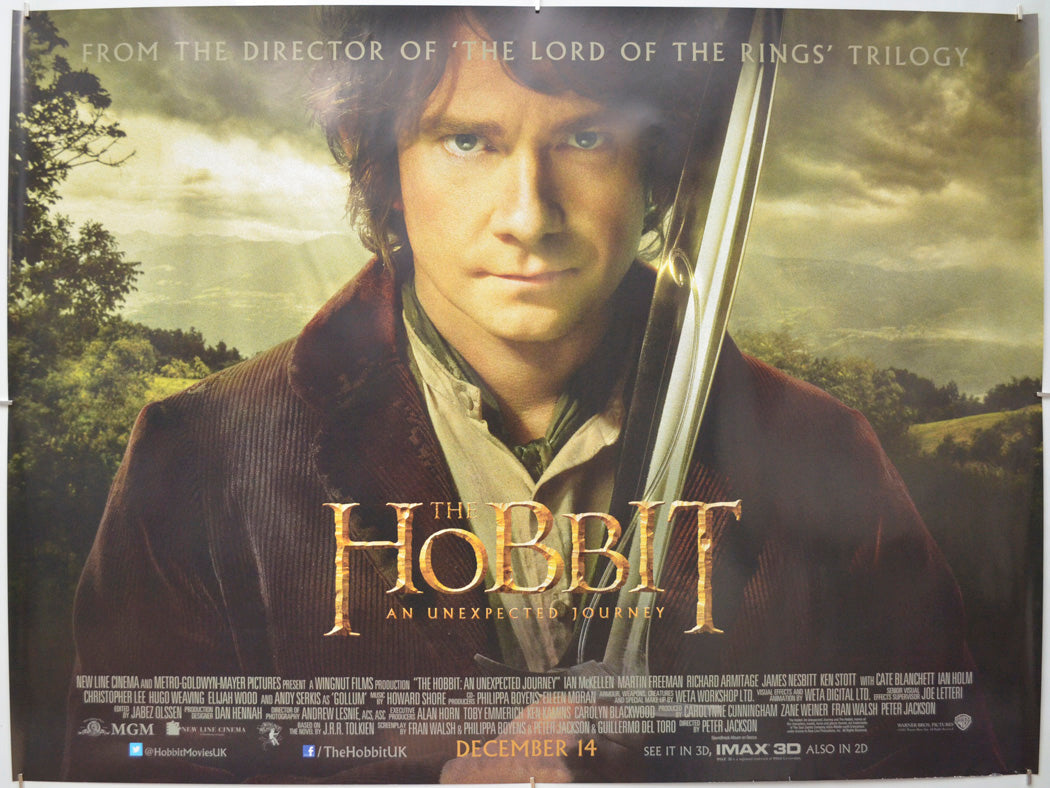 The Hobbit : An Unexpected Journey - Original Quad Poster - Film Poster - Movie Poster