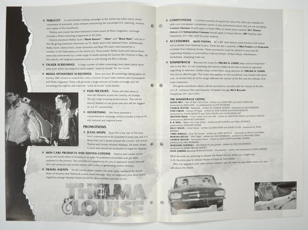 THELMA AND LOUISE Cinema Exhibitors Campaign Pressbook - INSIDE 