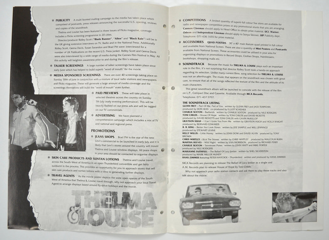 THELMA AND LOUISE Cinema Exhibitors Campaign Pressbook - INSIDE 