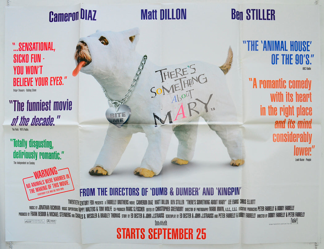 There's Something About Mary  (Reviews Version)   Original Quad Poster - Film Poster - Movie Poster  