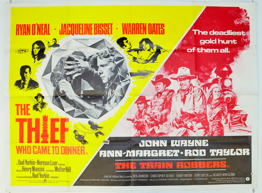 The Thief Who Came To Dinner / The Train Robbers   (Double Bill) Original British Quad Poster - Film Poster - Movie Poster