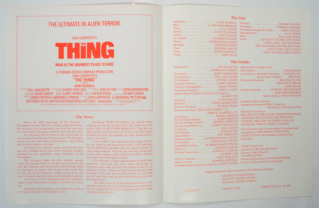 THE THING Cinema Exhibitors Press Synopsis Credits Booklet - INSIDE 