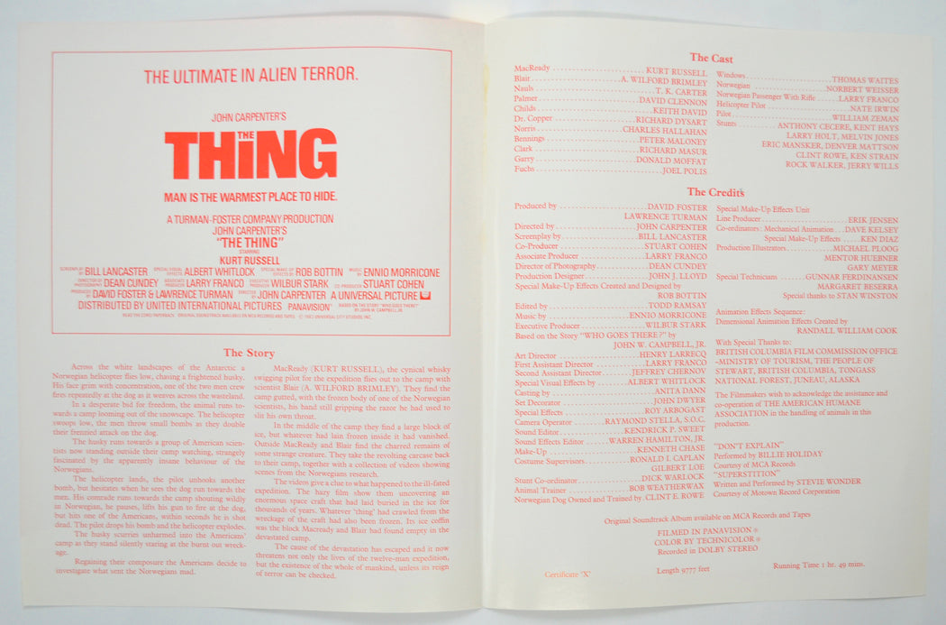 THE THING Cinema Exhibitors Press Synopsis Credits Booklet - INSIDE 