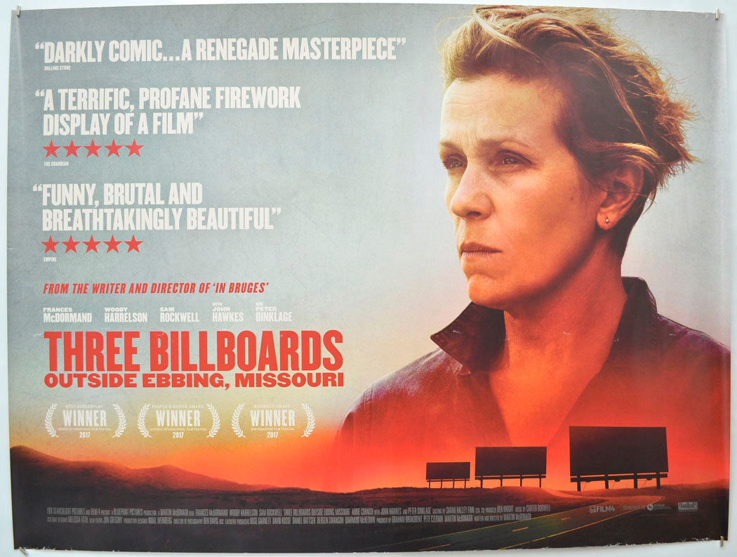 Three Billboards Outside Ebbing, Missouri  Original Quad Poster - Film Poster - Movie Poster