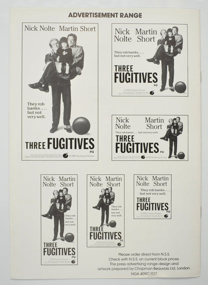 THREE FUGITIVES Cinema Exhibitors Campaign Pressbook - BACK 