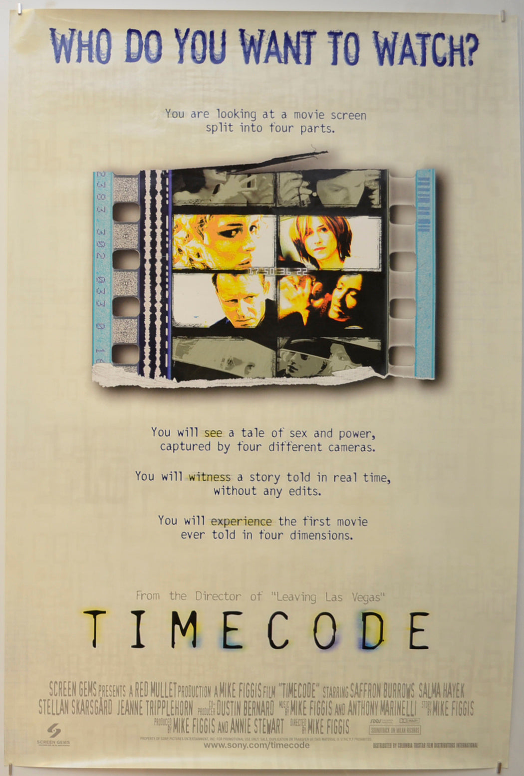 Timecode  Original One Sheet Poster - Film Poster - Movie Poster