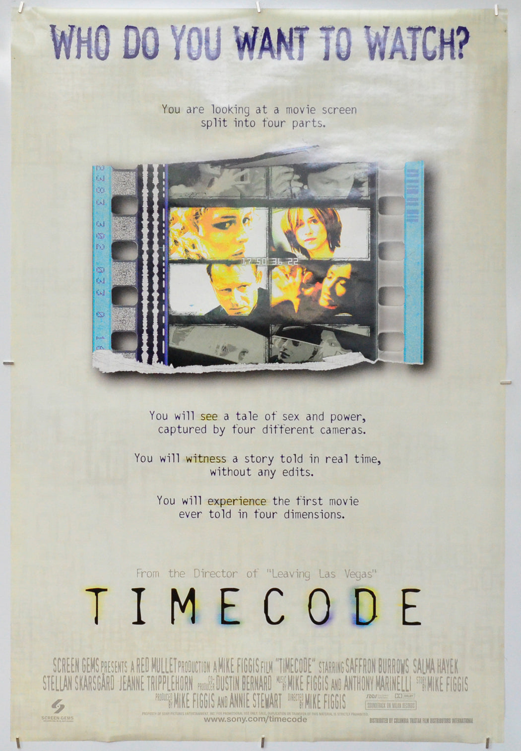 Timecode - Original One Sheet Poster - Film Poster - Movie Poster 
