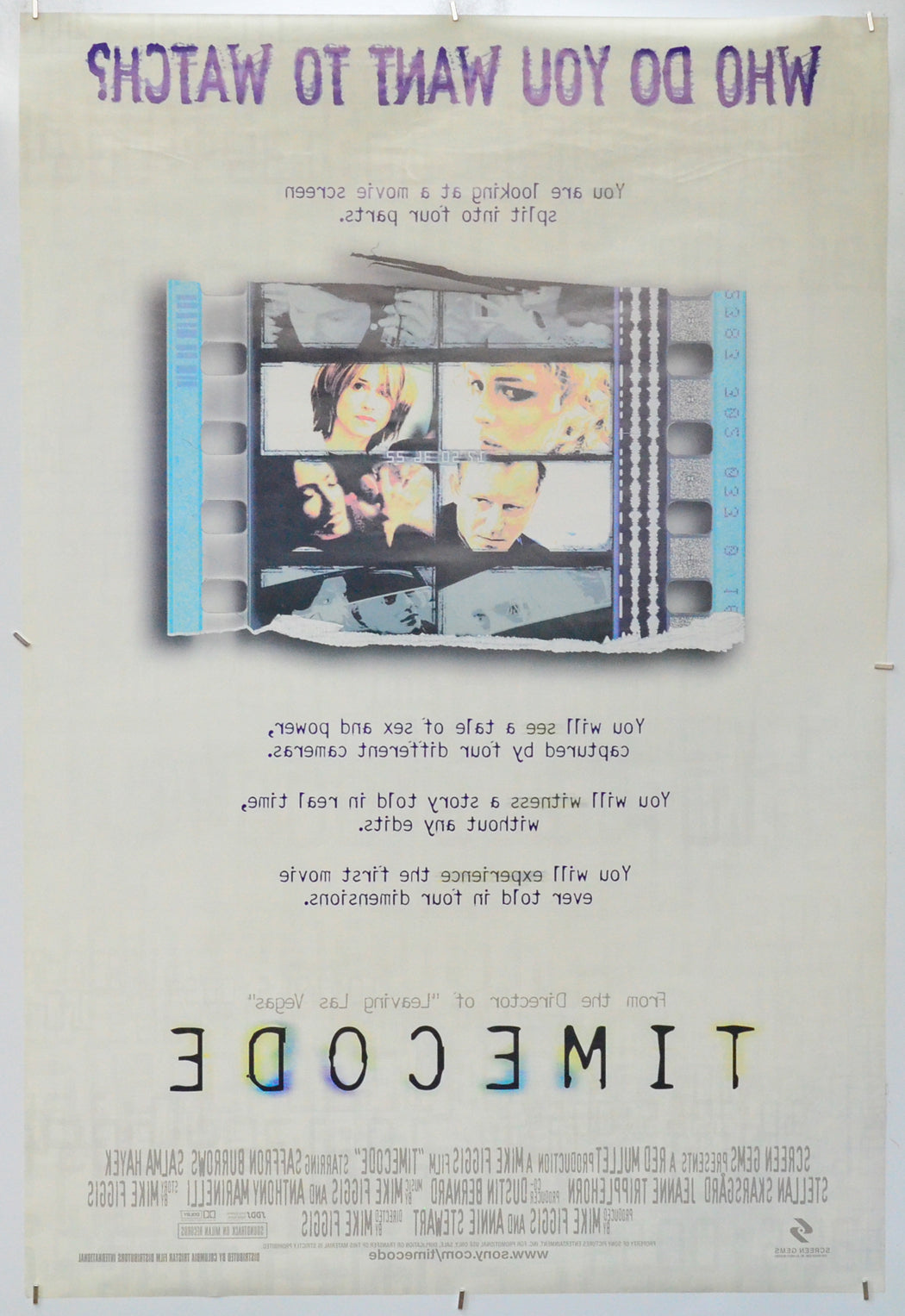 Timecode (Back) Cinema One Sheet Movie Poster 