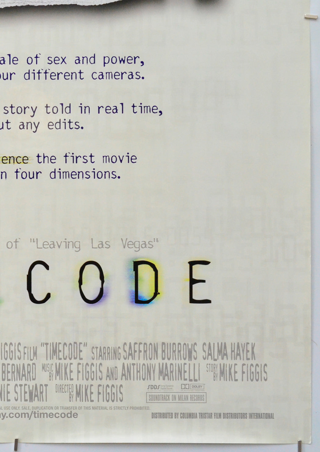 Timecode (Bottom Right) Cinema One Sheet Movie Poster 