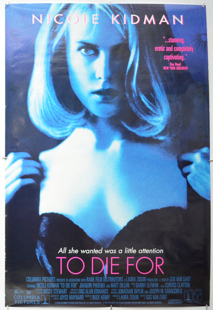 To Die For (Video Release Poster)  Original One Sheet Poster - Film Poster - Movie Poster - Video Poster 