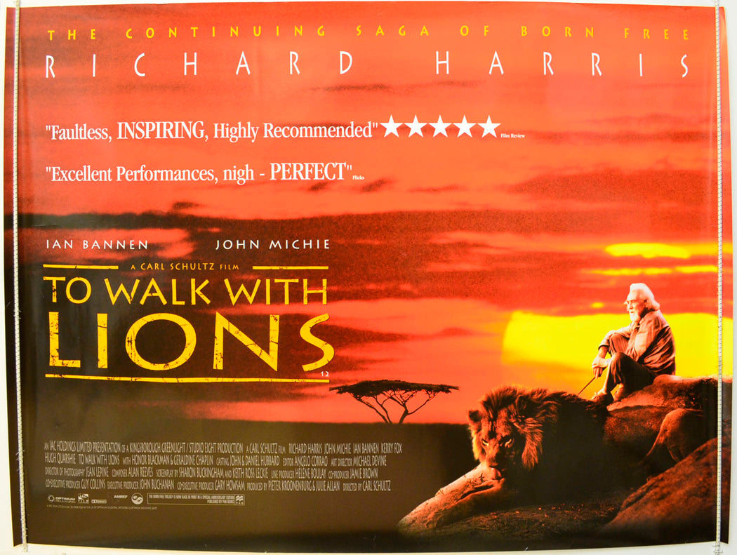 To Walk With Lions  Original British Quad Poster - Film Poster - Movie Poster