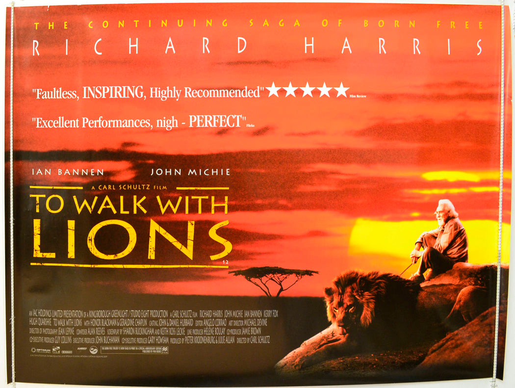 To Walk With Lions  Original British Quad Poster - Film Poster - Movie Poster