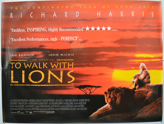 To Walk With Lions Original Quad Poster - Film Poster - Movie Poster