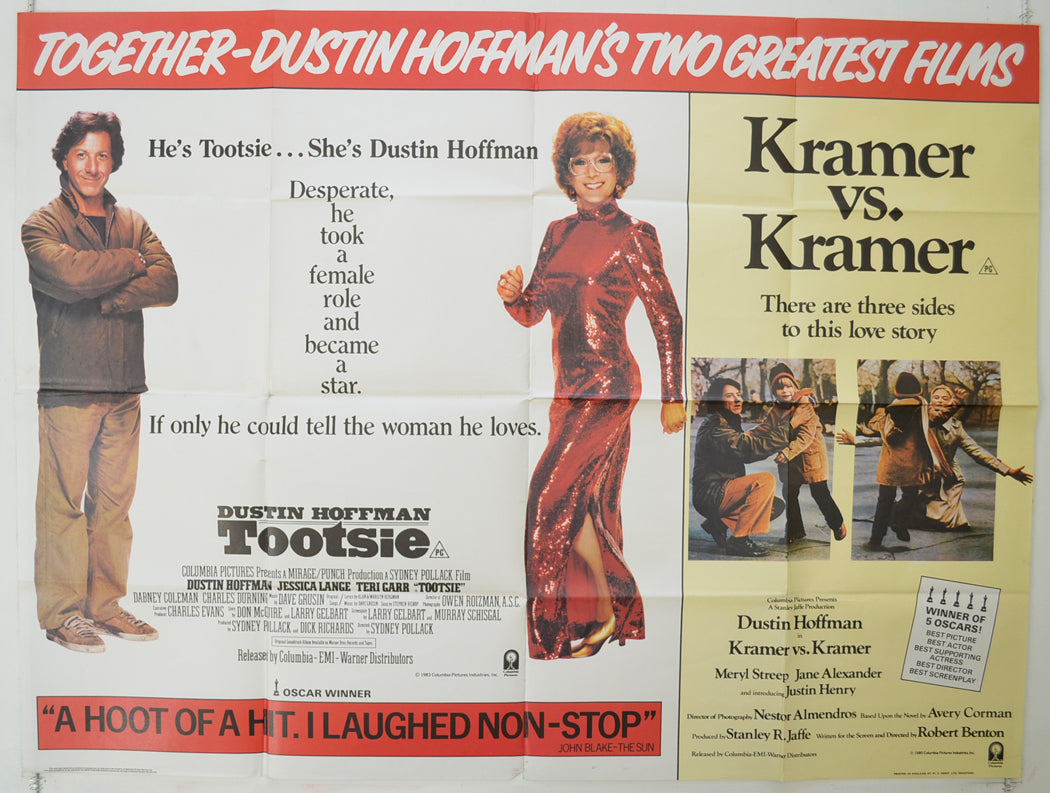 Tootsie / Kramer Vs Kramer  (Double Bill)  Original Quad Poster - Film Poster - Movie Poster 