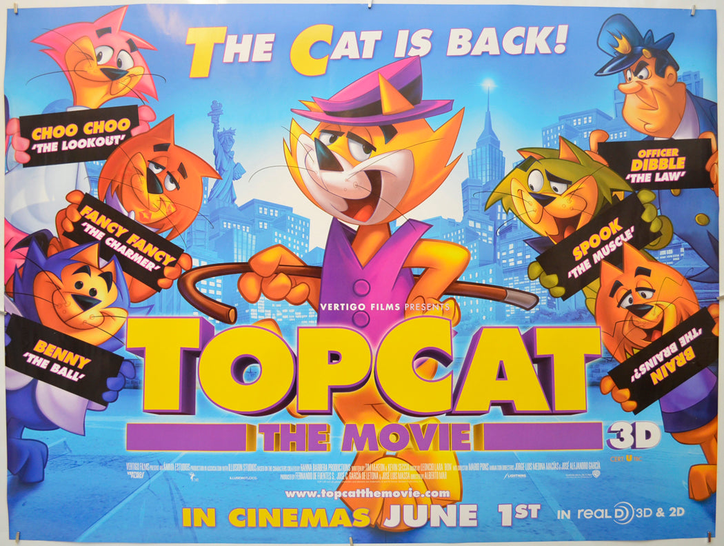 Top Cat - The Movie  Original Quad Poster - Film Poster - Movie Poster